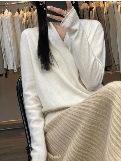 Women's Wrap-Front Long Sleeve Sweater
