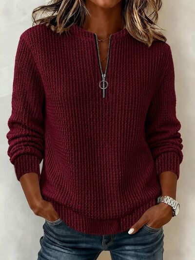 Women's Quarter-Zip Textured Sweatshirt