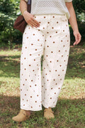 Women's Beige Plus-Size Polka-Dot Barrel Jeans