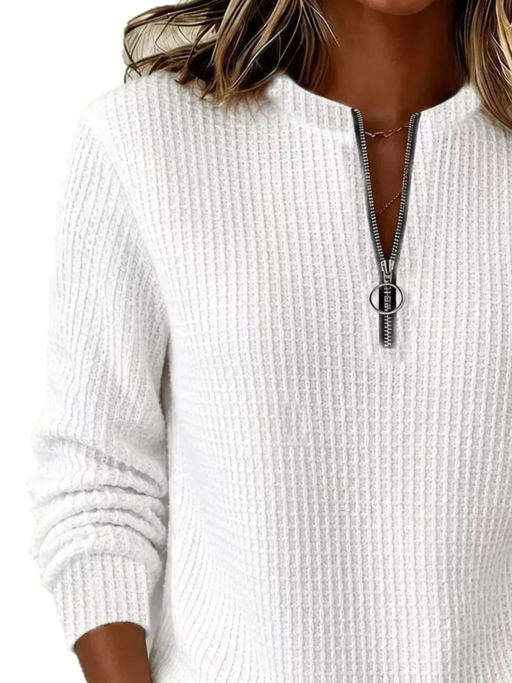 Women's Quarter-Zip Textured Sweatshirt