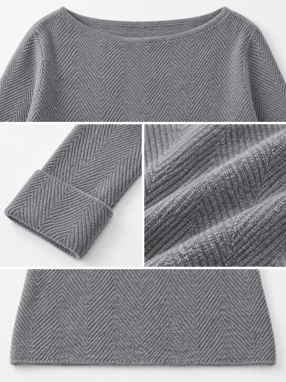 Women's Herringbone Slim Fit Long Sleeve Knit Top