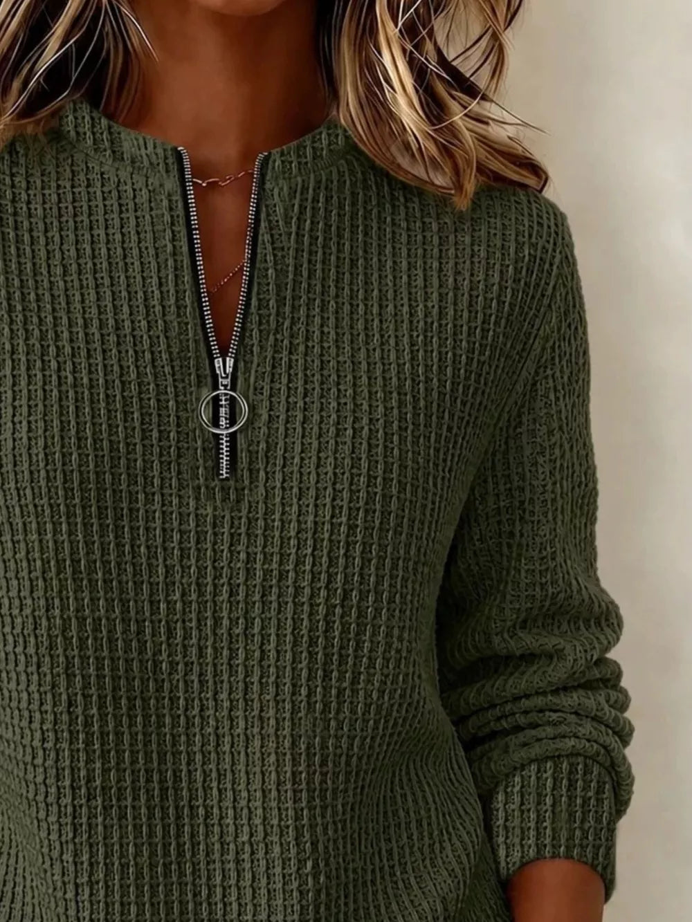 Women's Quarter-Zip Textured Sweatshirt