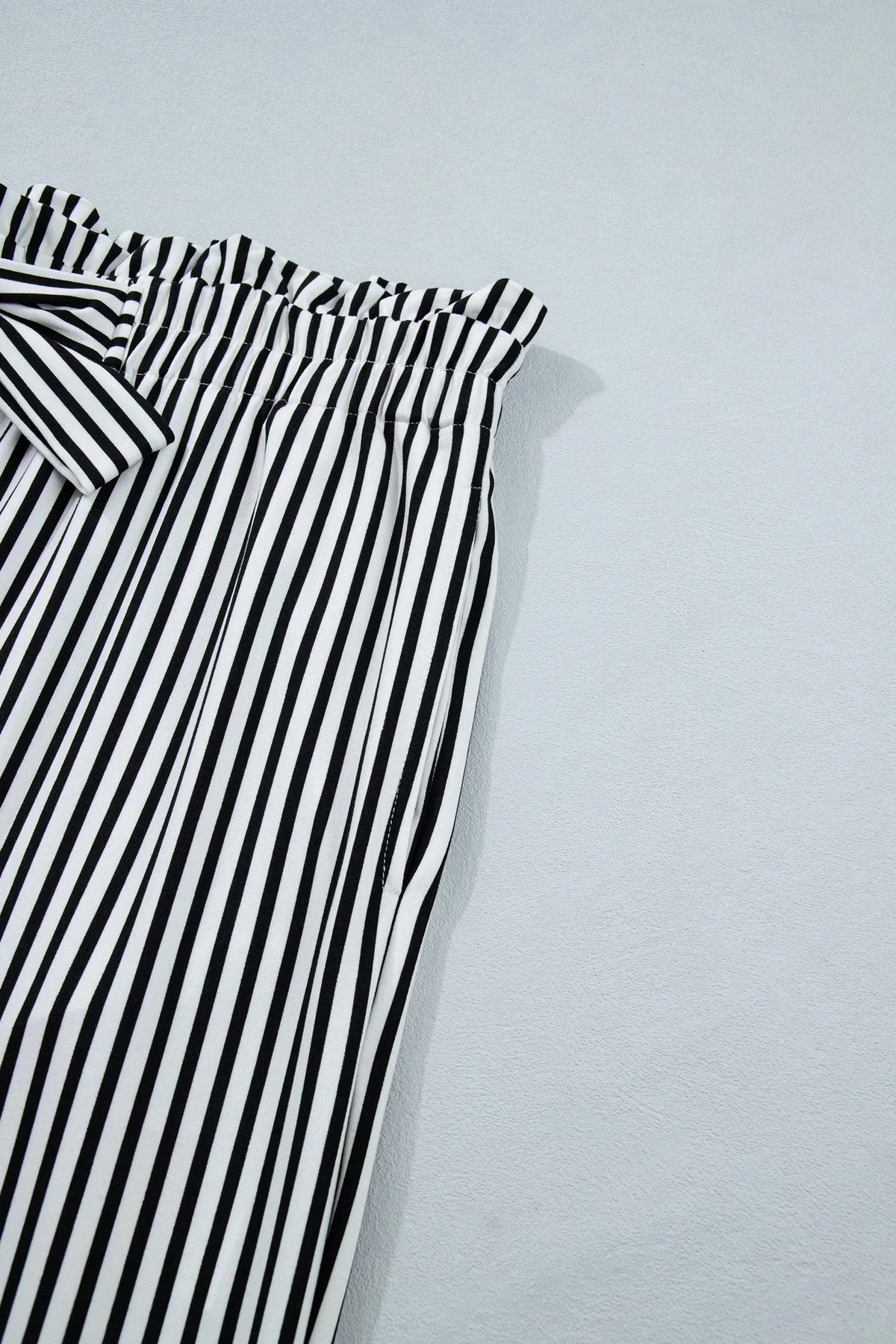 Women's Black Striped Plus-Size Straight-Leg Pants