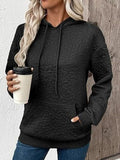 Women's Textured Floral Embossed Drawstring Hoodie