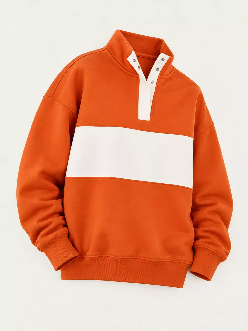 Women's Color Block Snap-Button Sweatshirt