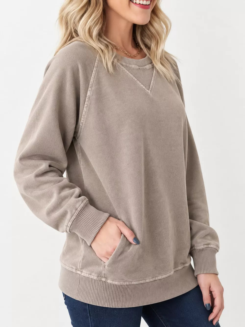 Women's Crew Neck Raglan Sleeve Sweatshirt