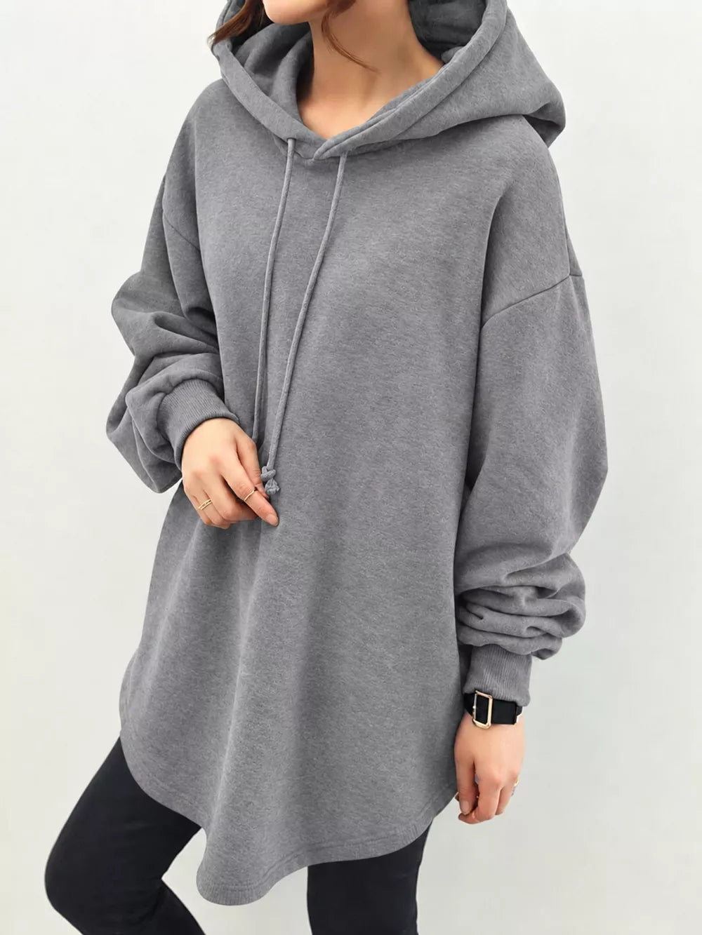 Women's Drawstring Dropped Shoulder Hoodie