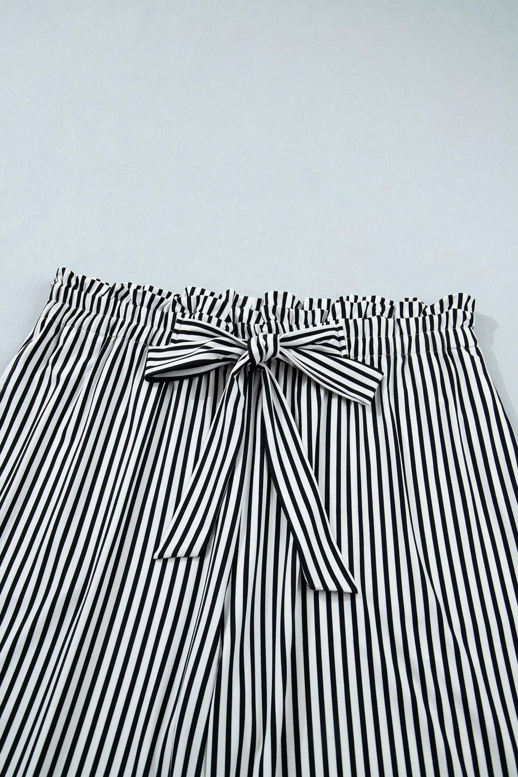 Women's Black Striped Plus-Size Straight-Leg Pants