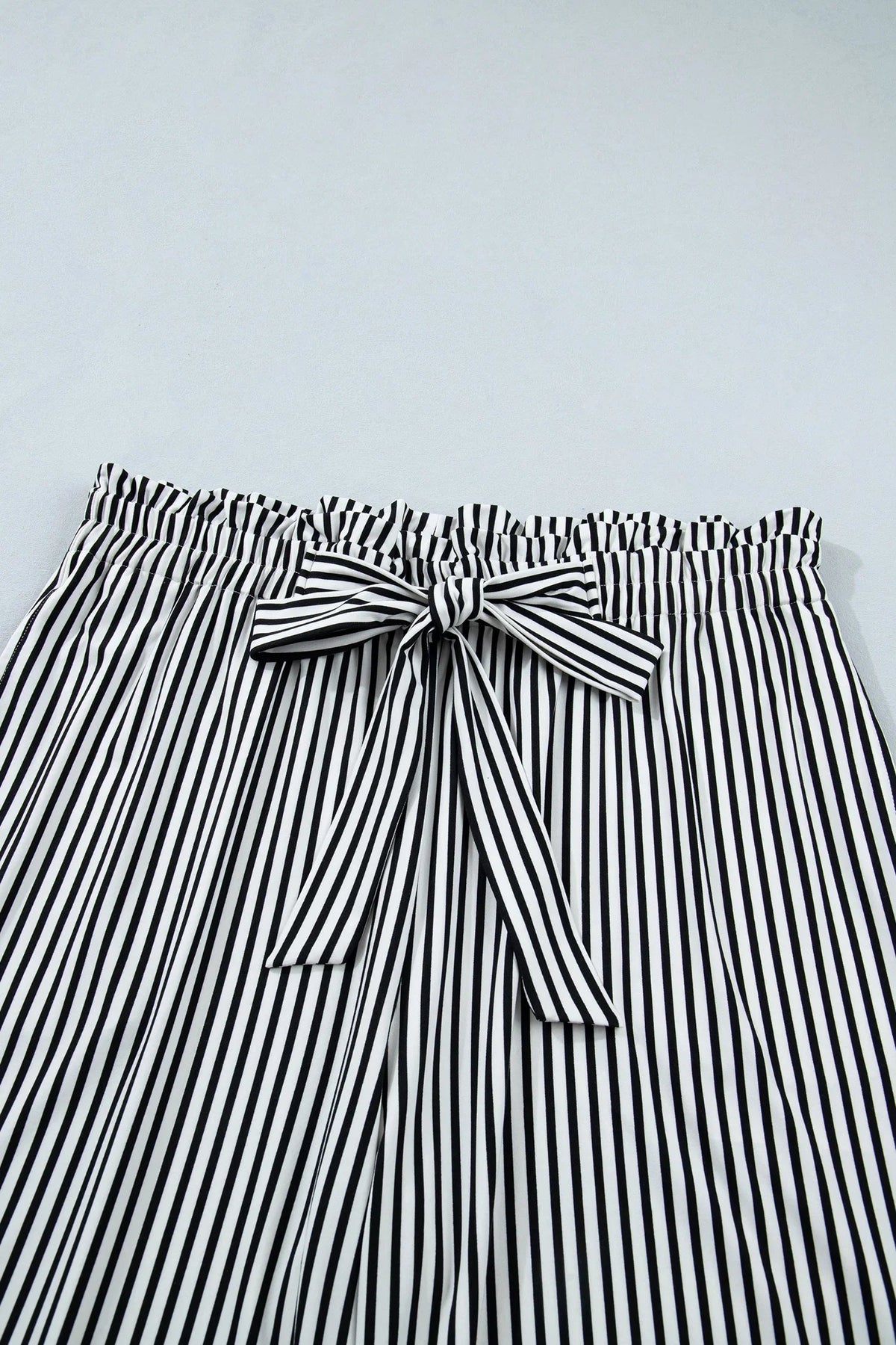 Women's Black Striped Plus-Size Straight-Leg Pants