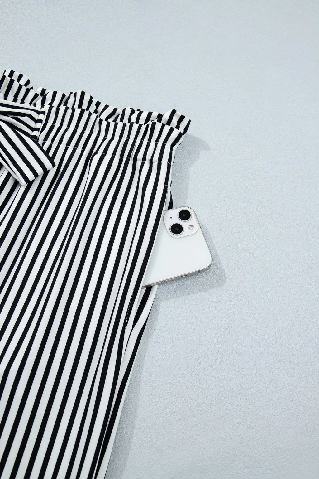 Women's Black Striped Plus-Size Straight-Leg Pants