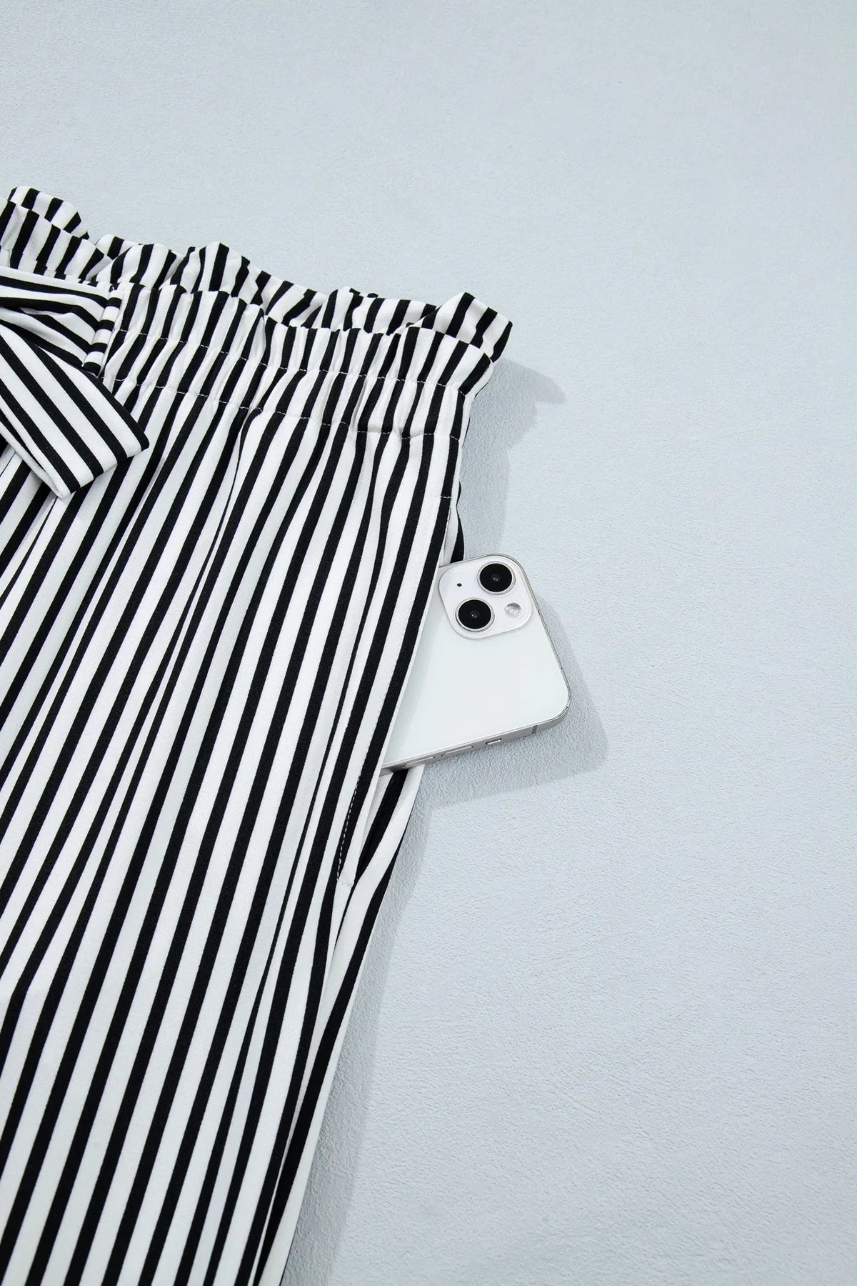 Women's Black Striped Plus-Size Straight-Leg Pants