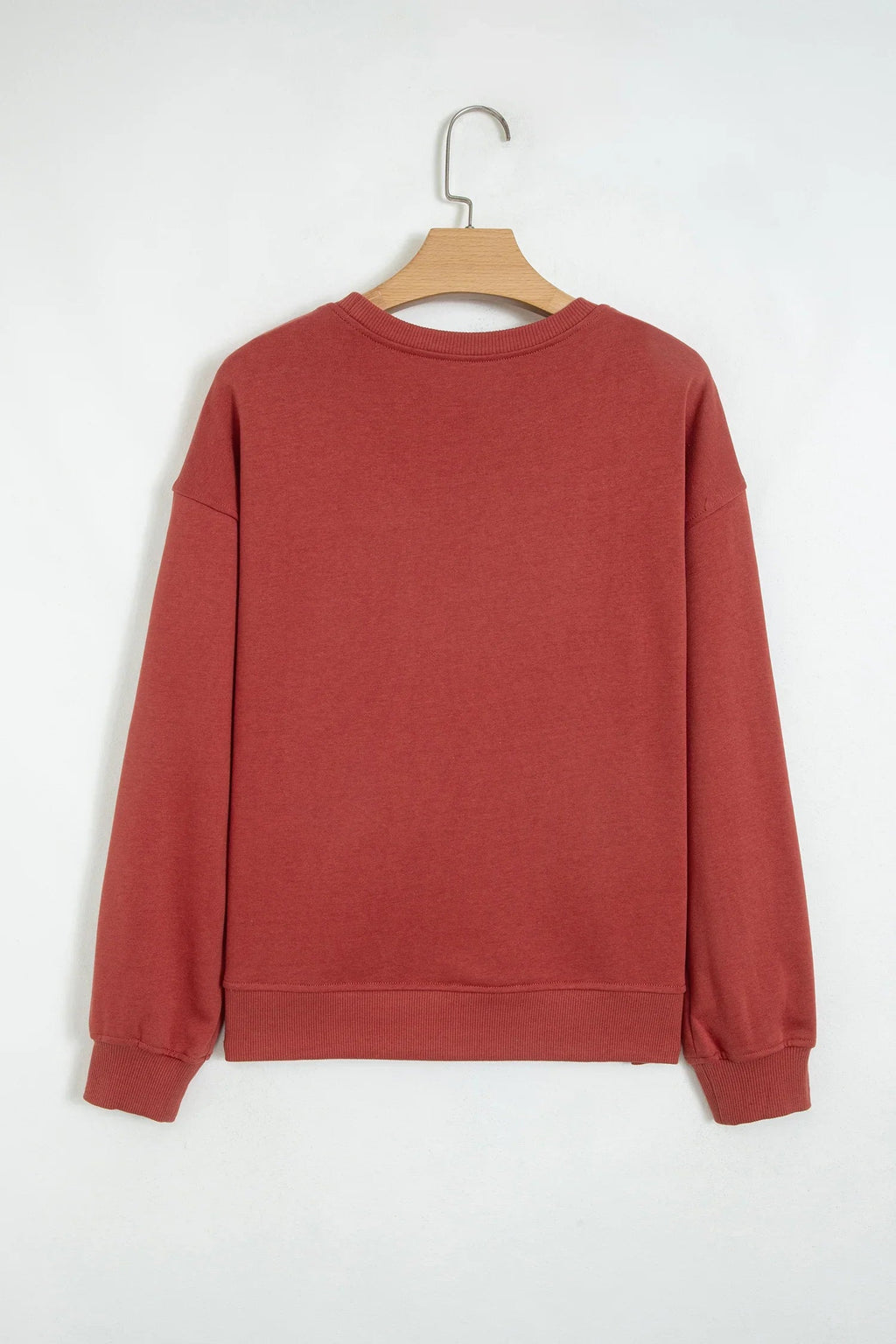 Women's Mineral Red Checkered-Trim Crew-Neck Long-Sleeve Sweatshirt