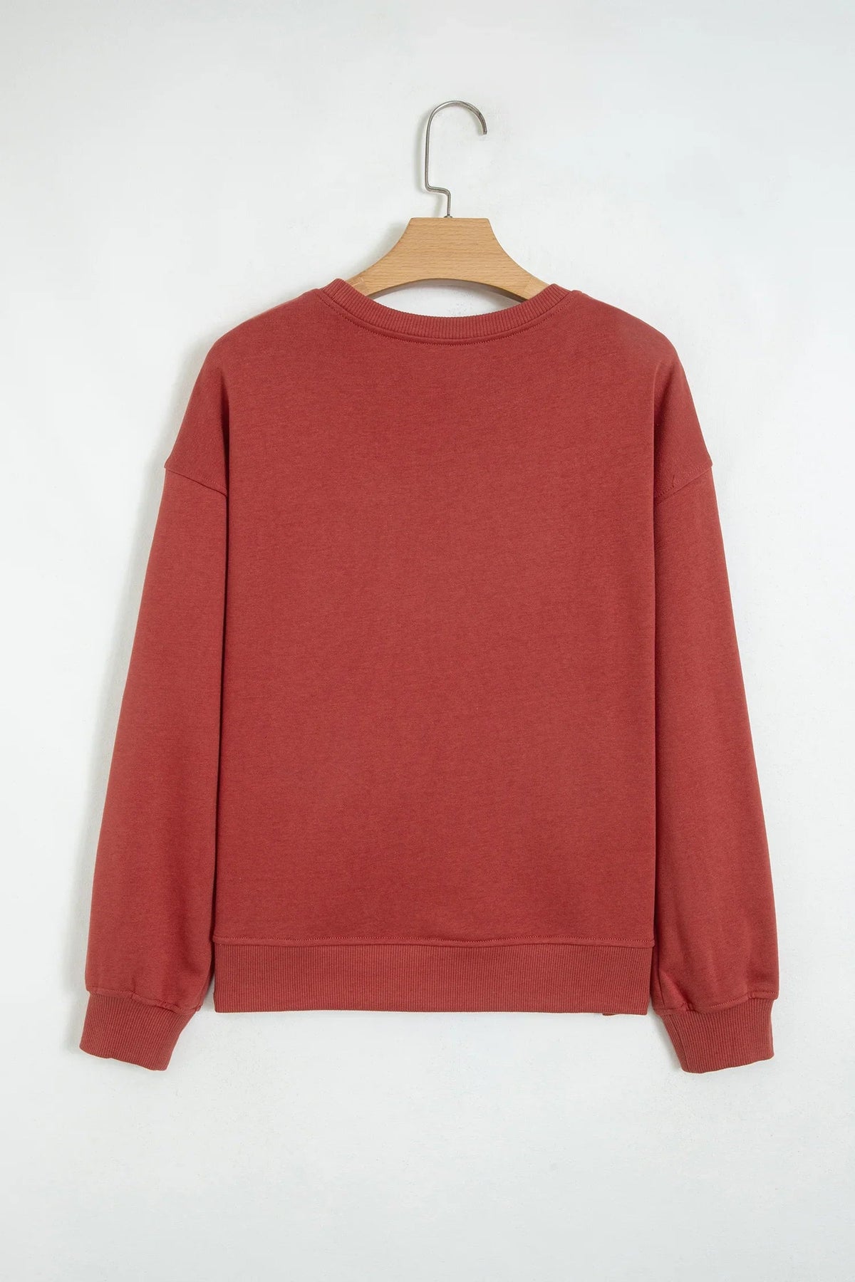Women's Mineral Red Checkered-Trim Crew-Neck Long-Sleeve Sweatshirt