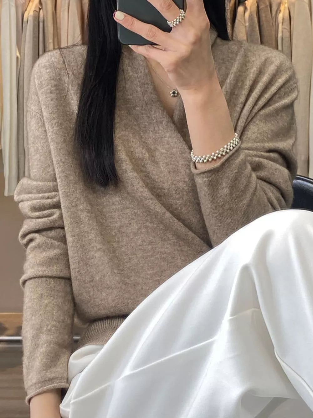 Women's Wrap-Front Long Sleeve Sweater
