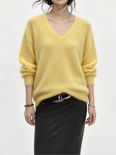 Women's V-Neck Dropped Shoulder Sweater