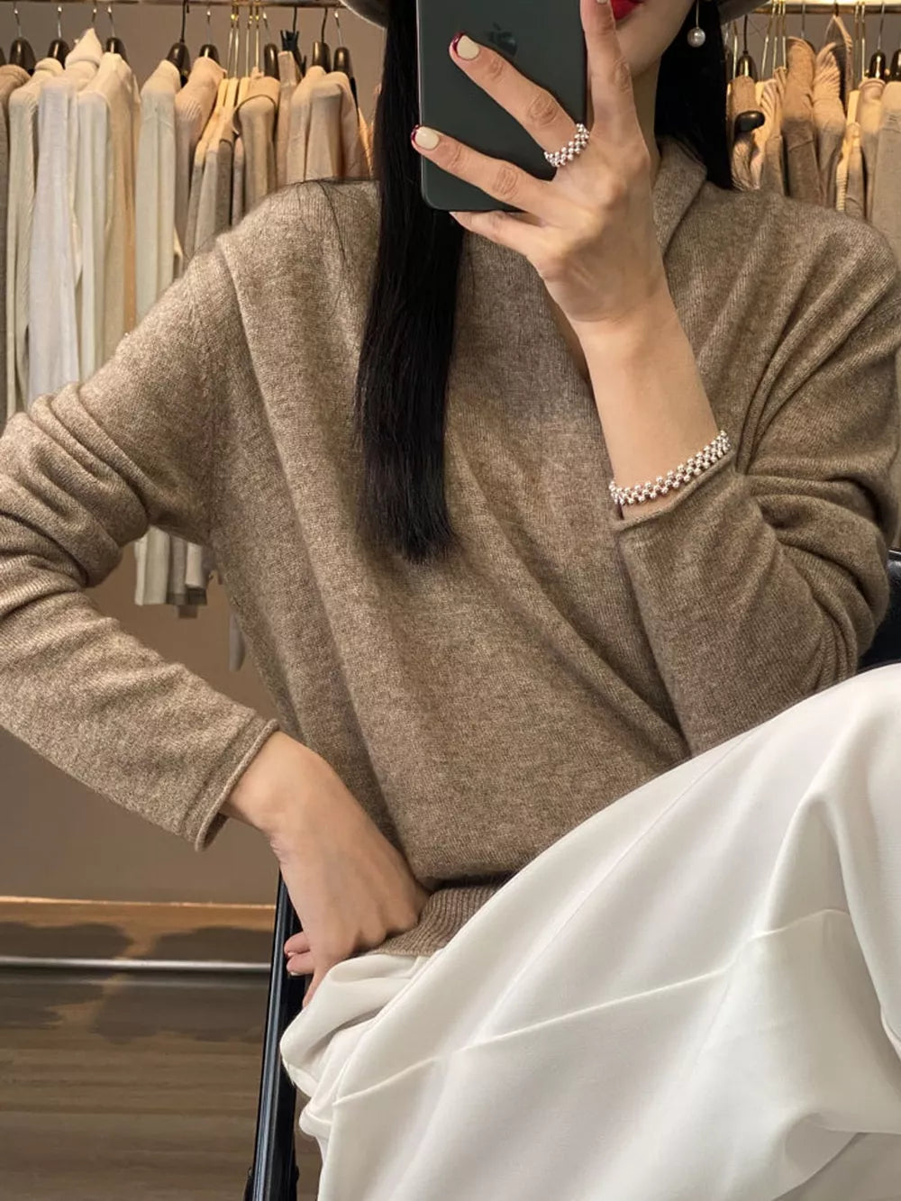 Women's Wrap-Front Long Sleeve Sweater