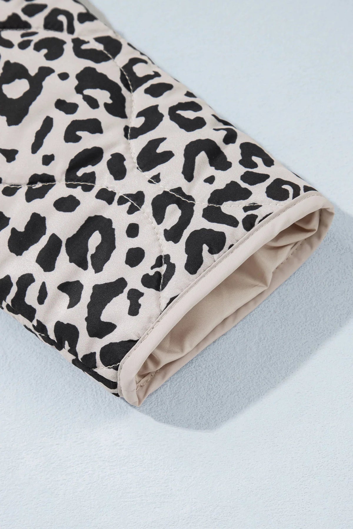 Women's Khaki Leopard-Print Long-Sleeve Jacket with Patch Pockets