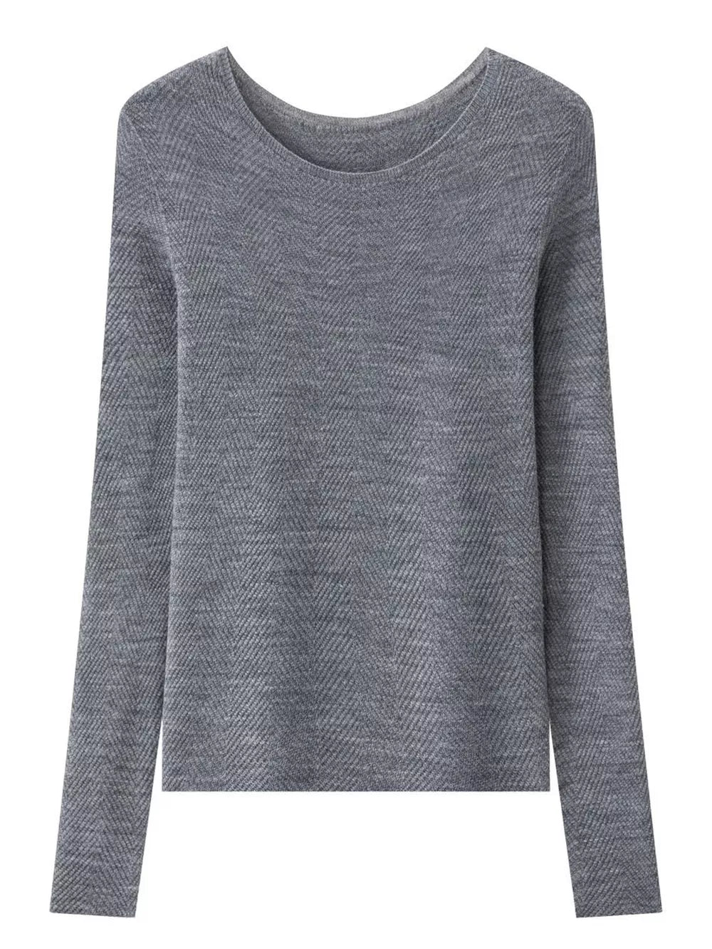 Women's Herringbone Slim Fit Long Sleeve Knit Top