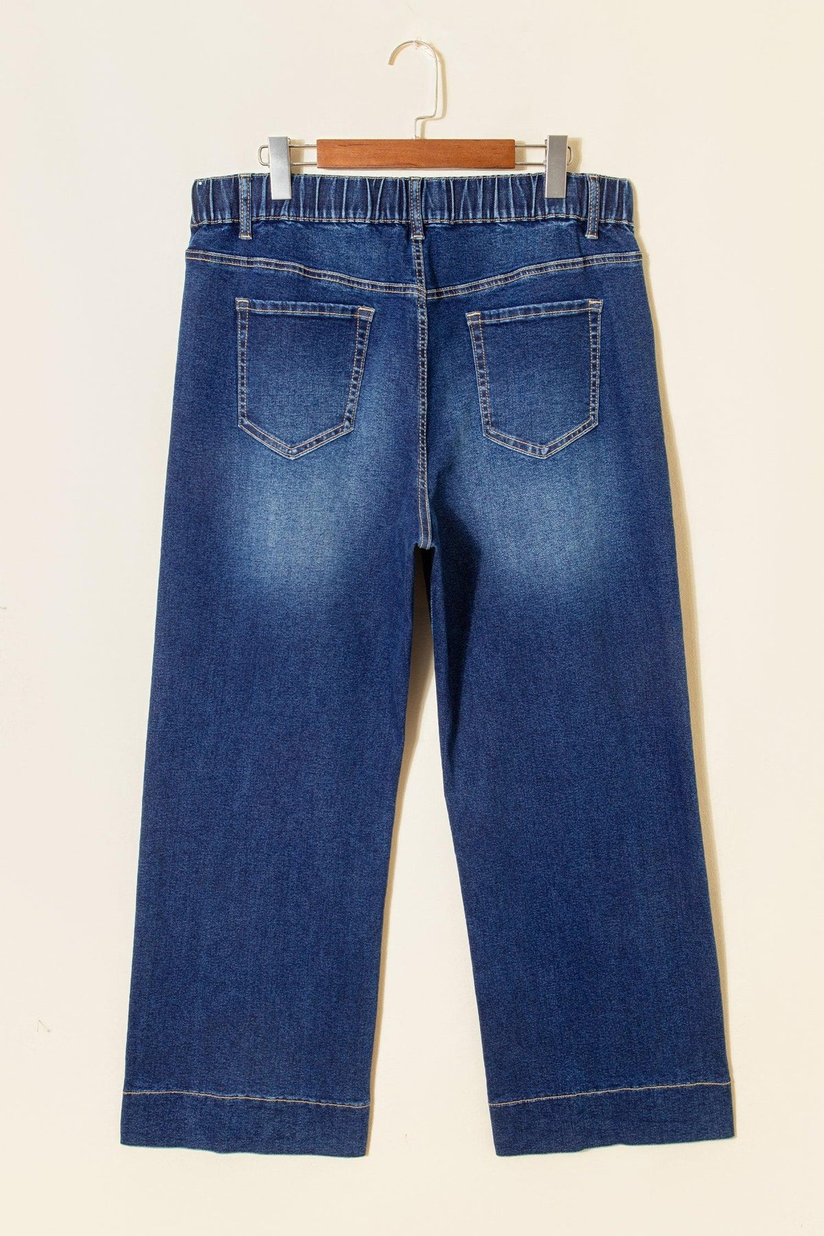 Women's Blue Plus-Size Acid-Wash Lace-Up Jeans