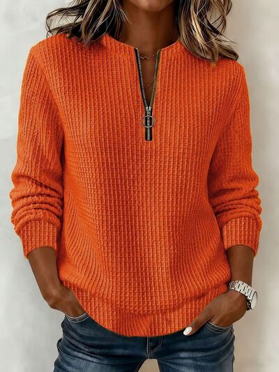 Women's Quarter-Zip Textured Sweatshirt