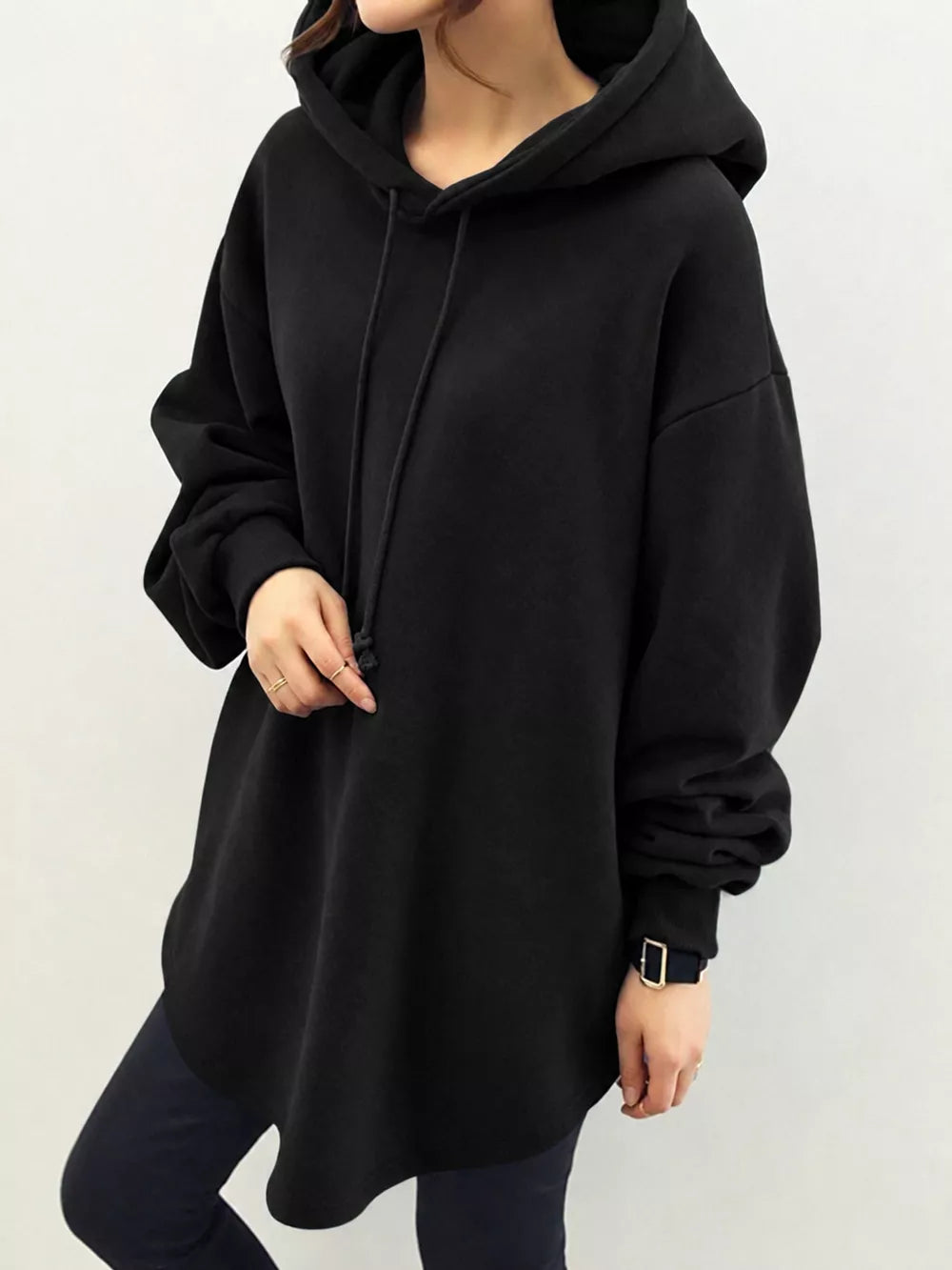 Women's Drawstring Dropped Shoulder Hoodie