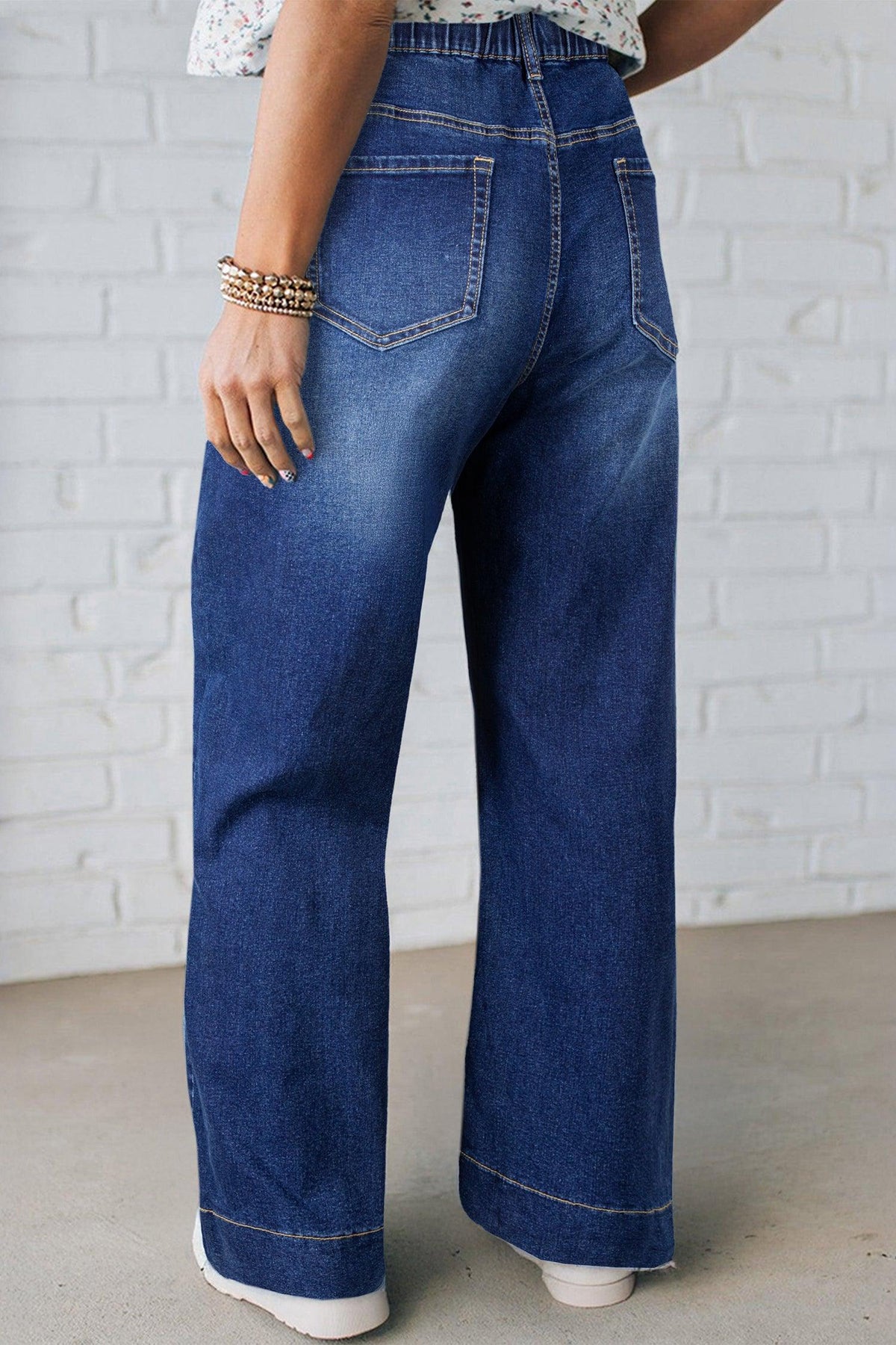 Women's Blue Plus-Size Acid-Wash Lace-Up Jeans