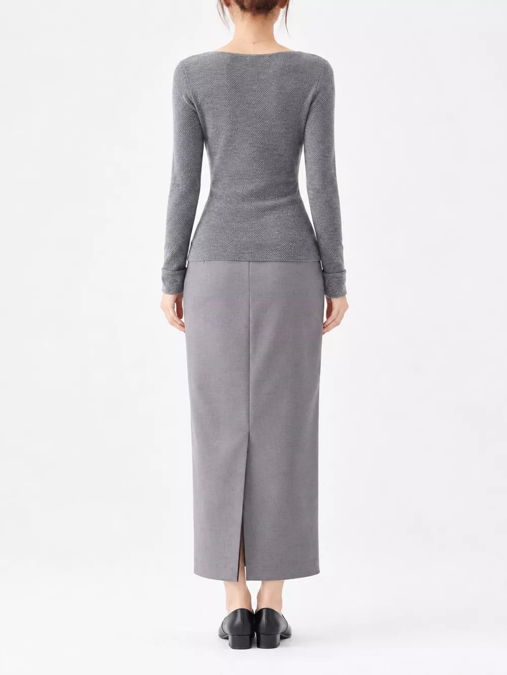 Women's Herringbone Slim Fit Long Sleeve Knit Top
