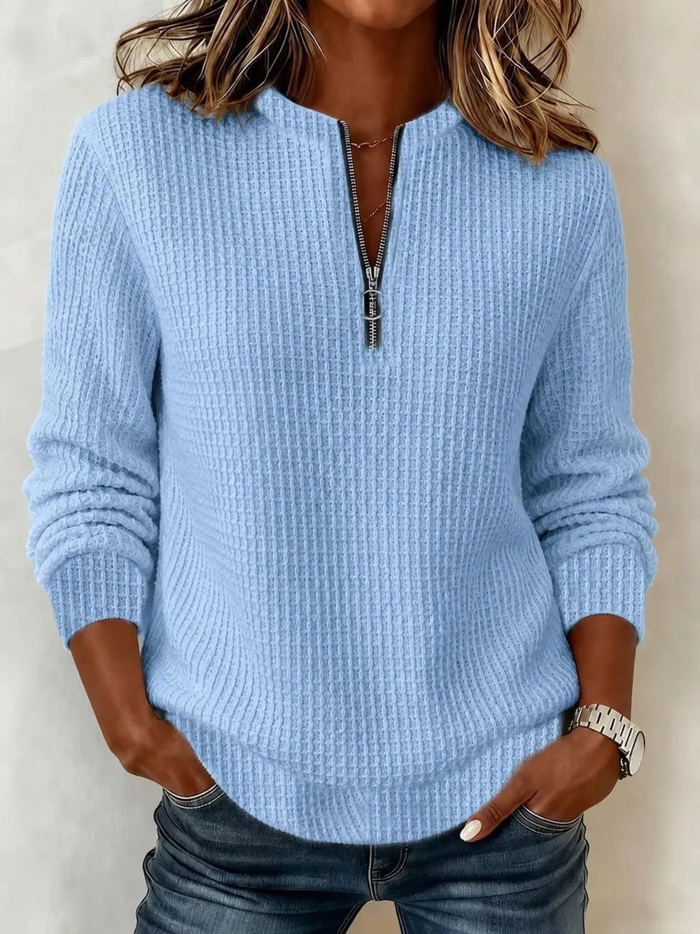 Women's Quarter-Zip Textured Sweatshirt