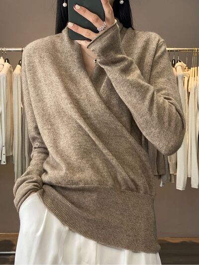 Women's Wrap-Front Long Sleeve Sweater